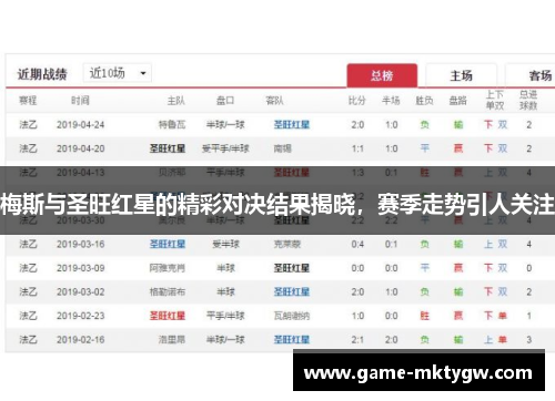 梅斯与圣旺红星的精彩对决结果揭晓，赛季走势引人关注